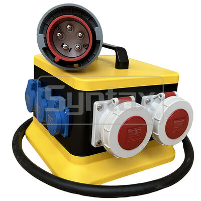 Syntax MZ8 IP67 Waterproof Portable Distribution Box 32A/5P Three Phase 400v With 1.8m built-in Lead Rubber Cable Outdoors 26*26*24.5CM
