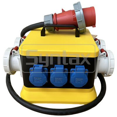 Syntax MZ8 IP67 Waterproof Portable Distribution Box 32A/5P Three Phase 400v With 1.8m built-in Lead Rubber Cable Outdoors 26*26*24.5CM