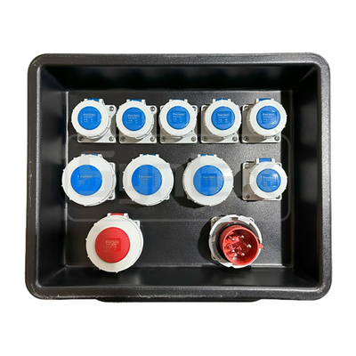 Syntax MD2 Three Phase 32A HDPE Portable Distribution Box IP67 z RCBO For Qatar Swimming Match 530x380x460mm