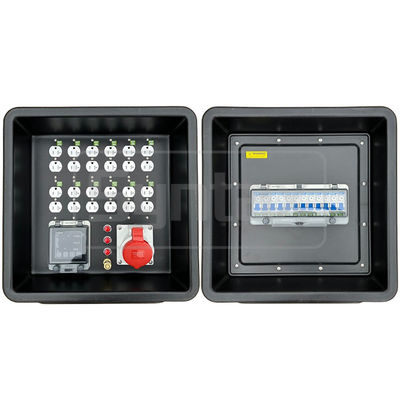 Syntax MD1 Trzyfazowa 4P 32AMP HDPE Przenośna skrzynka dystrybucyjna IP67 z 12 numery UL Lista Nema Podwójne gniazda 430x380x460mm